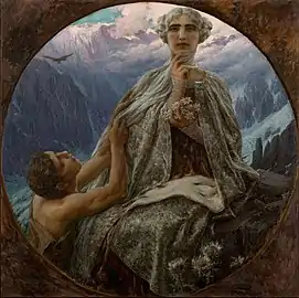 La vetta, 1912, une œuvre symboliste de Cesare Saccaggi