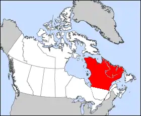 Carte de localisation de la péninsule du Labrador.