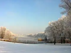 Lac de Creutzwald en hiver.