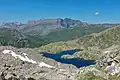 Vue de la chaîne des Fiz depuis le lac Cornu dans les Aiguilles Rouges au sud-est.