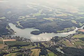 Vue aérienne du réservoir.