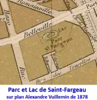 Lac de Saint-Fargeau sur plan de 1878.