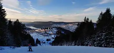 Vue sur Gerardmer et son lac depuis la piste le Tétras