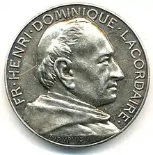 Henri Lacordaire pour l'école Albert-Le-Grand d'Arcueil, médaille en argent, 36 mm, avers.