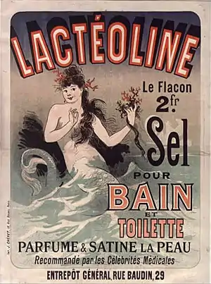 Lactéoline (1881), publicité pour un sel de bain.