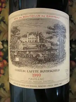 Étiquette de château Lafite Rothschild 1999.