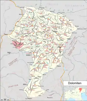 Carte des Dolomites avec le Latemar.