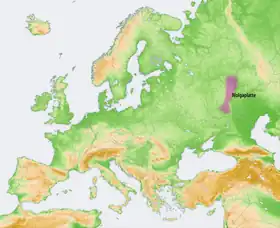 Carte de localisation du plateau de la Volga.