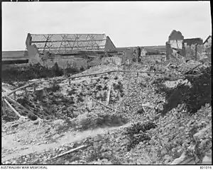 Ruines du village en 1918.
