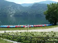 Bateaux à pédales sur la plage.