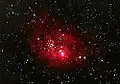 La nébuleuse photographiée via un télescope amateur de 130 mm.
