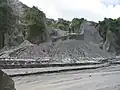 Dépôts de lahar dans une vallée du volcan Pinatubo.