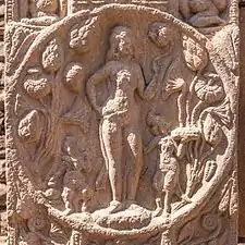 Lakshmi avec lotus et deux serviteurs enfants, une probable adaptation d'images similaires de Vénus