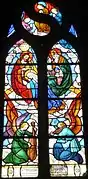 Chapelle Notre-Dame de Lambader : vitrail, les mystères du Rosaire, le 5e mystère glorieux (le Couronnement de la Vierge).