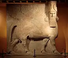 Taureau androcéphale colossal du palais royal de Khorsabad. Musée de l'Oriental Institute de Chicago.