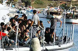 Boat people dans les mers de Lampedusa.