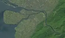 Vue aérienne de l'embouchure du fleuve Kuma.