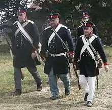 Reconstitution d'uniformes de la Landwehr prussienne de l'époque napoléonienne.