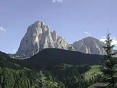 Le groupe du Sassolungo depuis l'Alpe de Siusi.