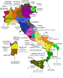 Principaux groupes dialectaux d'Italie
