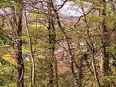 Vue du village de Rothois à travers les bois du Moulin bleu