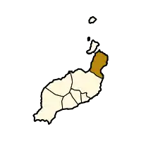 Localisation d'Haríadans l'île de Lanzarote.