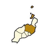 Localisation de Teguisedans l'île de Lanzarote.