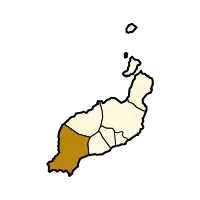 Localisation de Yaizadans l'île de Lanzarote.