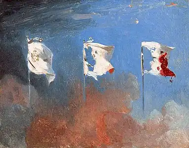 Scène de Juillet 1830 dit aussi Les Drapeaux, Léon Cogniet.