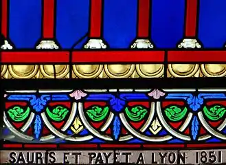 Vitrail signé Sauris et Payet à Lyon 1851