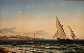 Aften ved Middelhavet, i baggrunden Marseille og øen If (1854).
