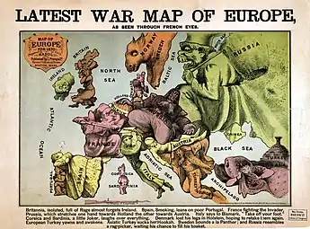 Carte drôlatique d’Europe pour 1870.