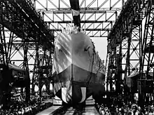 Lancement de l'USS North Carolina en juin 1940