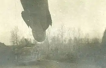 Un ballon captif français pour observer les lignes allemandes à Launoy fin décembre 1916