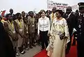 La Première dame américaine Laura Bush au Bénin avec Chantal Yayi de Souza en 2008.