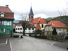 Vue d'une partie du village de Lautenbachzell du côté de la mairie.