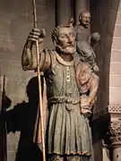 Saint Christophe grande statue en bois de 1583 dans la basilique d'Avesnières.