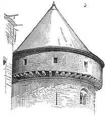 Dessin illustrant le hourd du château.