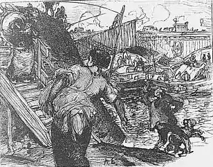 Lavandières parisiennes des bords de Seine (1895), gravure pour Paris au hasard, texte de Georges Montorgueil.