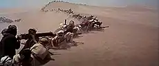 L'assaut du train turc dans Lawrence d'Arabie, filmé dans les dunes de Cabo de Gata, le même décor que le camp des barbaresques dans le Sahara.