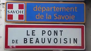 Panneau routier de la Savoie sur le pont(avec l'article).