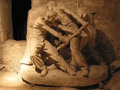 Le Bardage d'un bloc de granit, musée des Beaux-Arts de Blois.