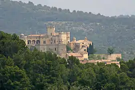 Le sommet du bourg avec son château et sa chapelle.