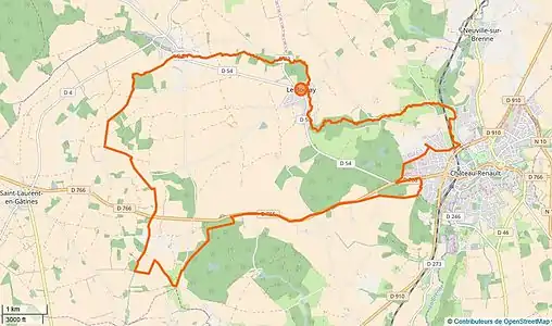 Carte représentant les limites territoriales d'une commune.