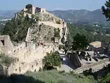 Le Château de Xàtiva avec à droite la Vallée de Bixquert (Communauté Valencienne, Espagne)