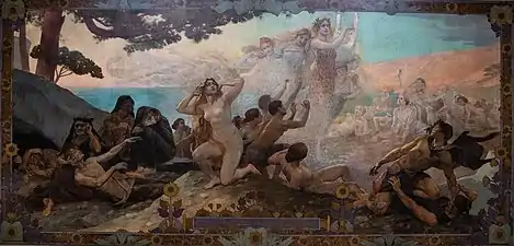 Fresque de Georges-Antoine Rochegrosse dans l'escalier d'honneur de la Bibliothèque de la Sorbonne