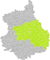 Position du Coudray (en rose) dans l'arrondissement de Chartres (en vert) au sein du département d'Eure-et-Loir (grisé).