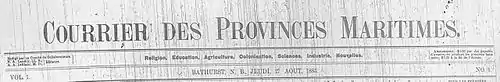 Image du premier numero du journal Le Courrier des Provinces Maritimes
