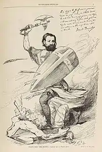 Edouard Drumont, auteur de La France juive, écrasant Moïse, dessin publié dans « le Courrier français », 1886.