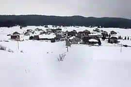 Vue du village en hiver.